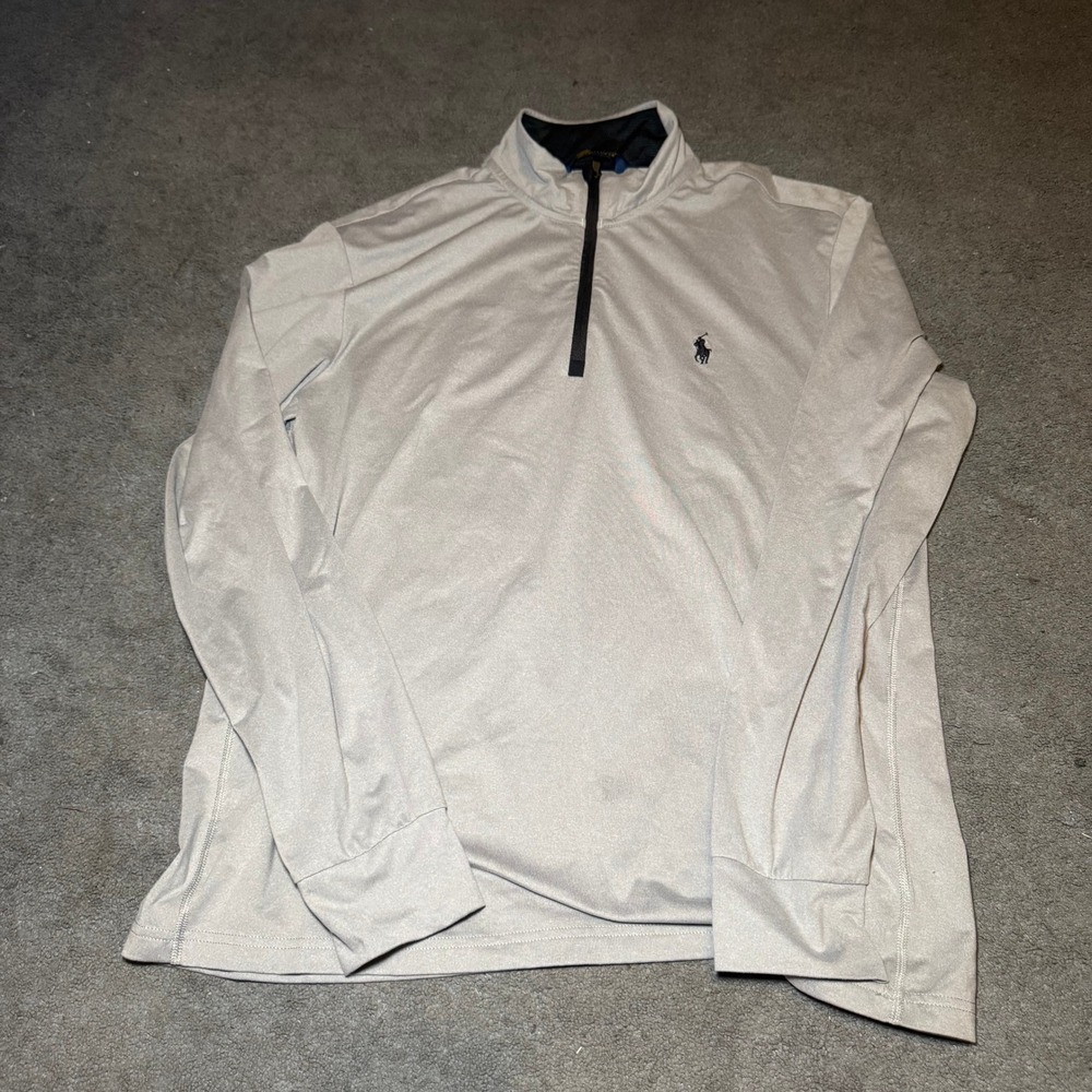 Polo Golf Ralph Lauren Mens Grey Quarter Zip Performance Pullover Size M